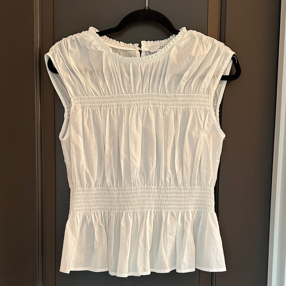 Joe's Jeans White Gathered Top Size S